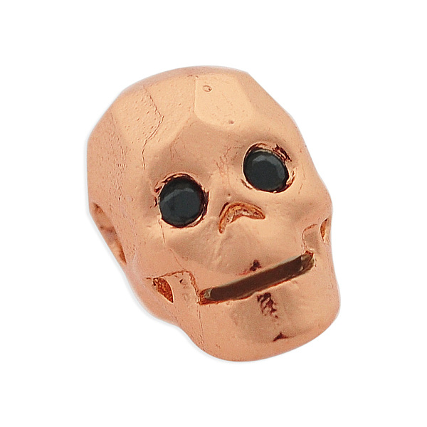 

PandaHall Brass Micro Pave Cubic Zirconia Beads, Skull, Rose Gold, 9x9.5x7.5mm, Hole: 2mm, 3pcs/bag Brass+Cubic Zirconia Skull Black
