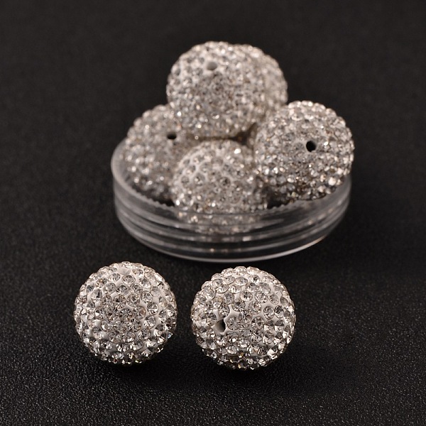 

PandaHall Grade A Rhinestone Pave Disco Ball Beads, for Unisex Jewelry Making, Round, Crystal, PP13(1.9~2mm), 16mm, Hole: 1.5mm Polymer..., Clear