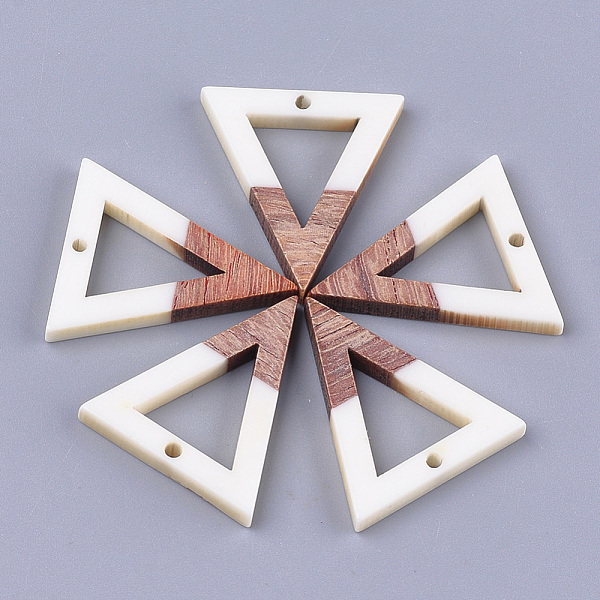 

PandaHall Resin & Walnut Wood Pendants, Triangle, Creamy White, 27.5x24x3.5mm, Hole: 1.8mm Resin+Wood Triangle
