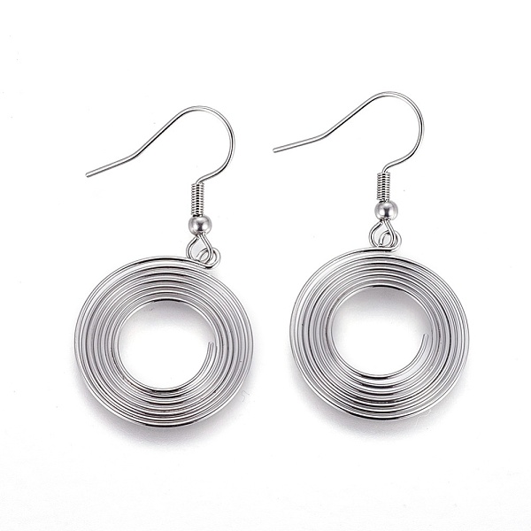 

PandaHall 304 Stainless Steel Dangle Earrings, Hypoallergenic Earrings, with Ear Nuts/Earring Back, Spring Beads, Coil Beads, Ring...
