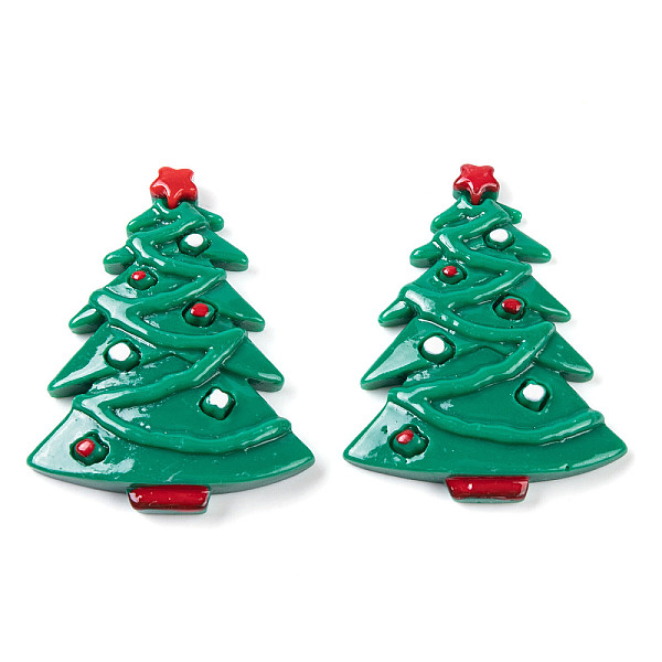 

PandaHall Christmas Decorations Theme Opaque Resin Decoden Cabochons, Christmas Tree, 42x33x6mm Resin Christmas Tree Green