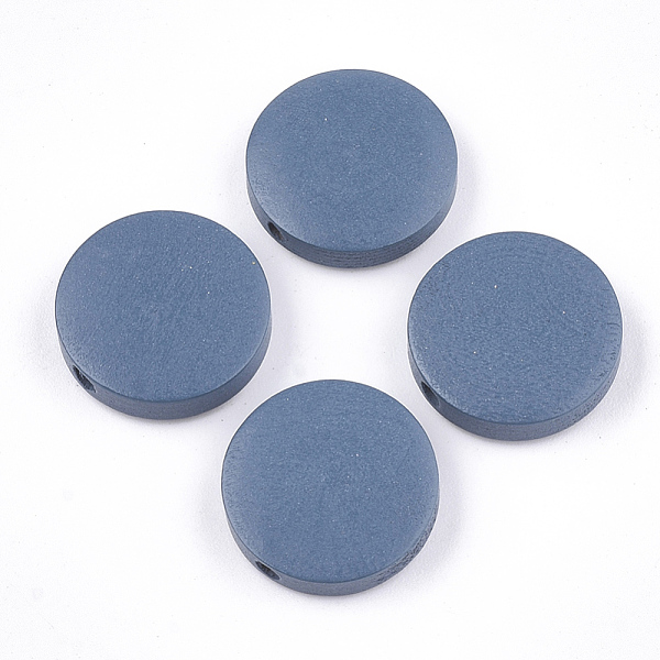 

PandaHall Painted Natural Wood Beads, Flat Round, Steel Blue, 15~15.5x4mm, Hole: 1.8mm Schima Wood Flat Round Blue