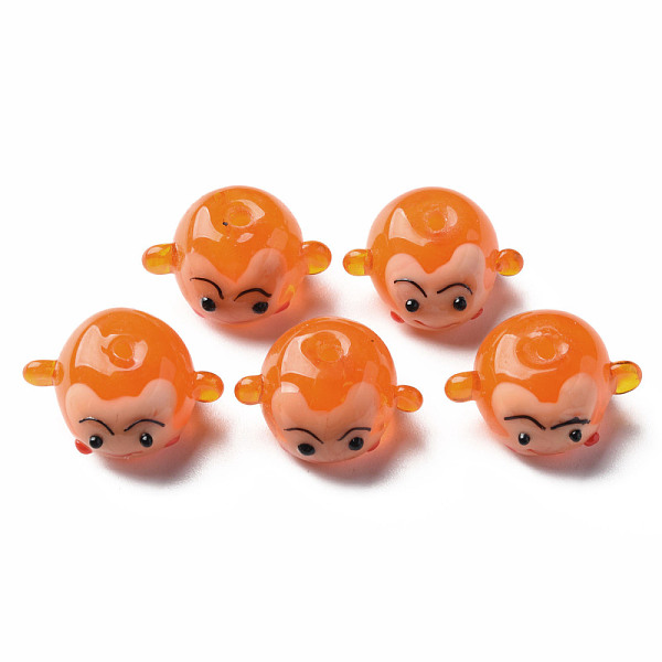 

PandaHall Handmade Lampwork Beads, Monkey, Orange, 14.5~15.5x18.5~19.5x10.5mm, Hole: 1.5mm Lampwork Monkey Orange