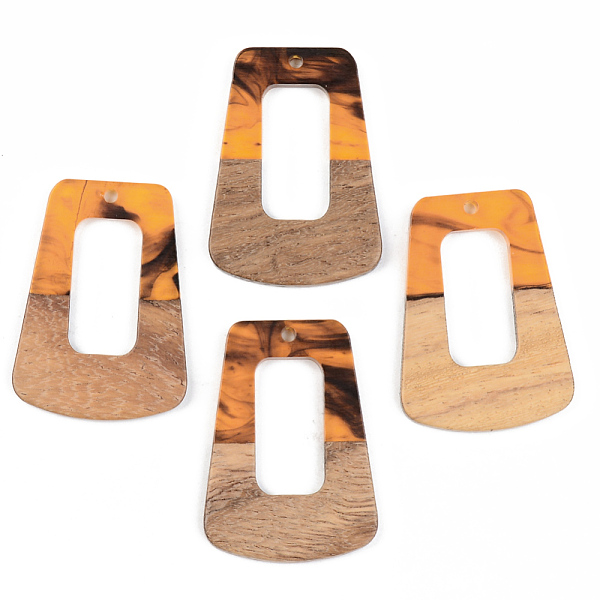 

PandaHall Resin & Walnut Wood Pendants, Trapezoid, Orange, 37.5x27x3mm, Hole: 2mm Resin+Wood Trapezoid Orange