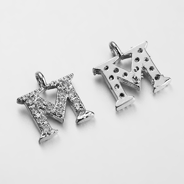 

PandaHall Initial Letter Brass Micro Pave Cubic Zirconia Pendants, Letter.M, 9~10x4~10x1.5~2mm, Hole: 1.5mm Brass+Cubic Zirconia Letter M..., Clear