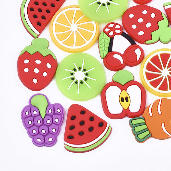 

PandaHall PVC Plastic Cabochons, Fruit, Mixed Color, 17.5~29x20~30x2~3mm Plastic Fruit Multicolor