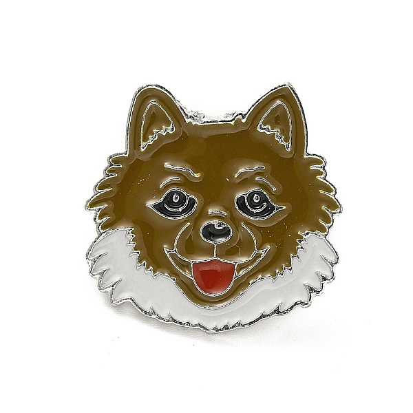 

PandaHall Dog Enamel Pin with Brass Butterfly Clutches, Alloy Badge for Backpack Clothing, Pomeranian Pattern, 24x24.5x10mm Alloy+Enamel Dog