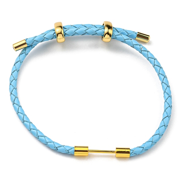 

PandaHall Brass Column Bar Link Bracelet with Leather Cords, Adjustable Bracelet for Women, Light Sky Blue, Inner Diameter: 5/8~3 inch...