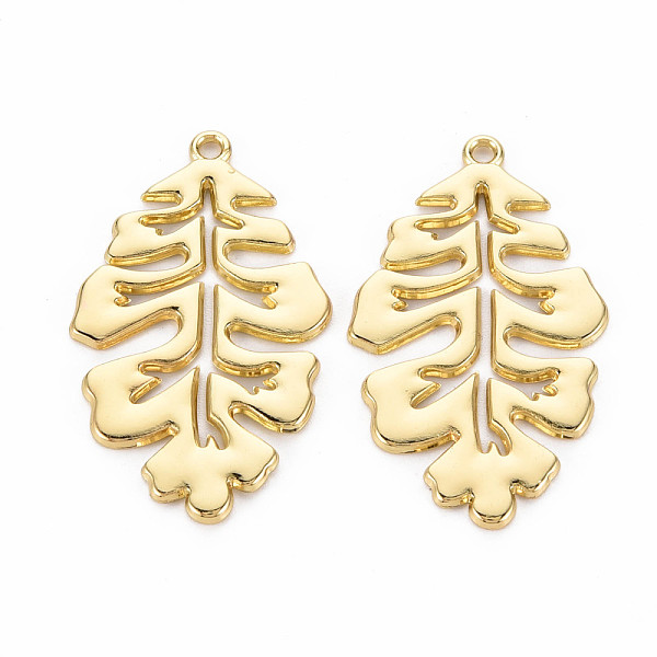 

PandaHall Rack Plating Alloy Pendants, Cadmium Free & Lead Free, Leaf, Light Gold, 36x21.5x1.5mm, Hole: 1.6mm Alloy Leaf