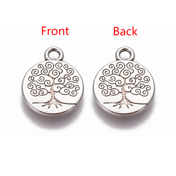 

PandaHall Tibetan Style Alloy Pendants, Flat Round with Tree of Life, Antique Silver, 19x15x2mm, Hole: 2mm Alloy Flat Round