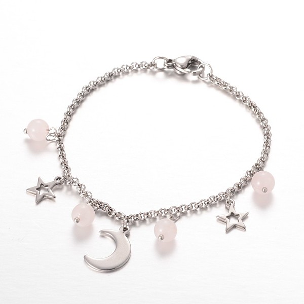 Luna E Acciaio Inox Bracciali Gemma Stella