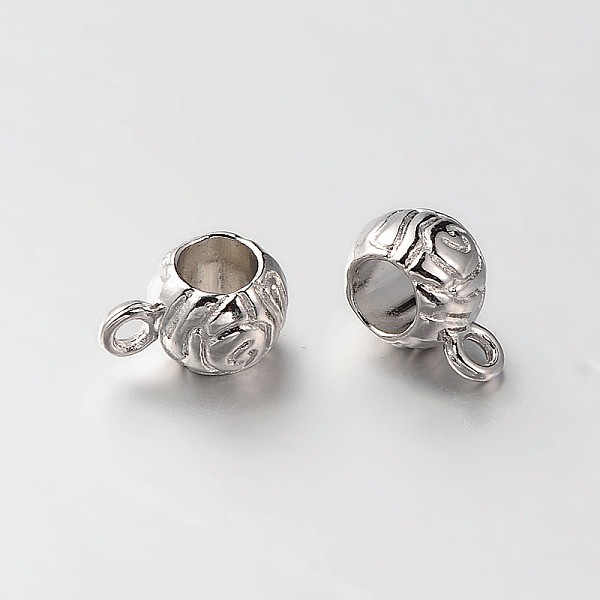 

PandaHall Barrel Alloy Tube Bails, Loop Bails, Platinum, 12x7x8mm, Hole: 2mm, Inner Diameter: 5mm Alloy Barrel
