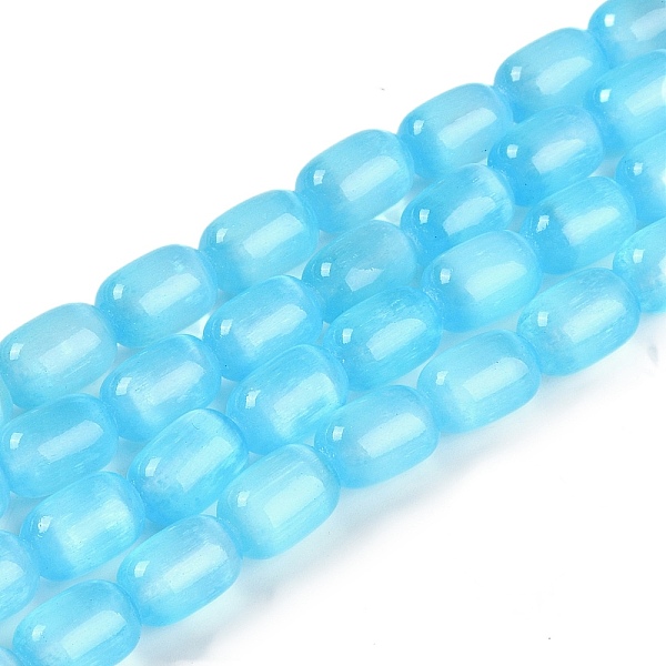 

PandaHall Natural Selenite Beads Strands, Dyed, Drum, Deep Sky Blue, 12x8mm, Hole: 1.2mm, about 32pcs/strand, 15.43''(39.2cm) Selenite Drum