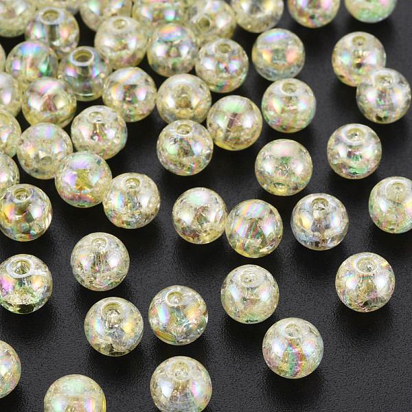 

PandaHall Transparent Crackle Acrylic Beads, AB Color Plated, Round, Yellow, 8x7mm, Hole: 1.8mm, about 1745pcs/500g Acrylic Round Yellow