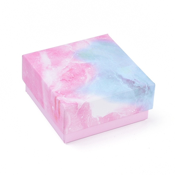 

PandaHall Cardboard Box Jewelry Set Boxes, with Sponge Inside, Square, Sky Blue, 7.5x7.5x3.5cm Paper Square Blue
