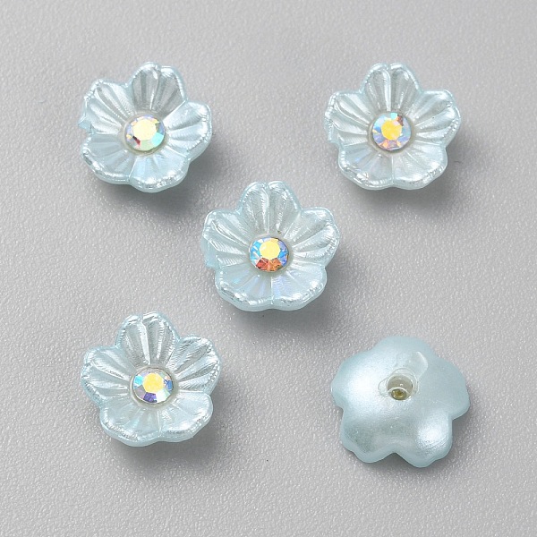

PandaHall Opaque Resin Pave Rhinestone Cabochons, Flower, Light Cyan, 8x8x3mm Resin Flower
