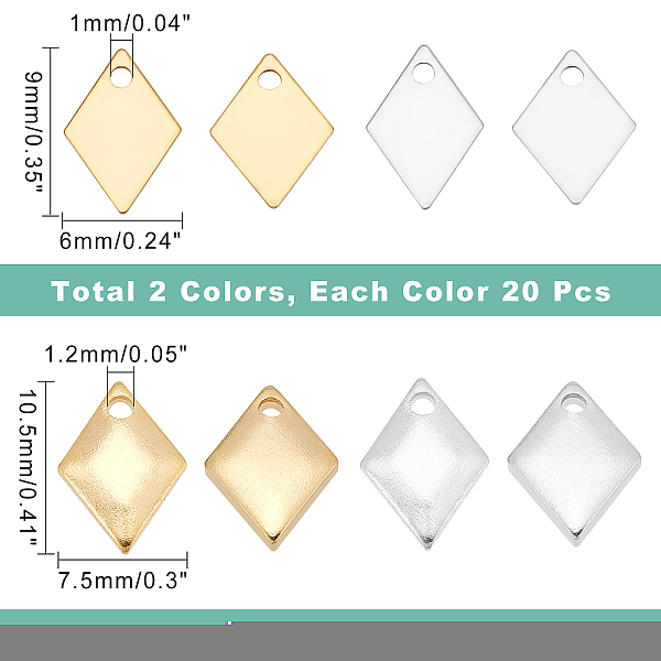 

PandaHall SUPERFINDINGS 80Pcs 4 Styles Brass Pendants Charms Rhombus Blank Stamping Tag Pendants 24K Gold Plated Brass Blank Charms for...
