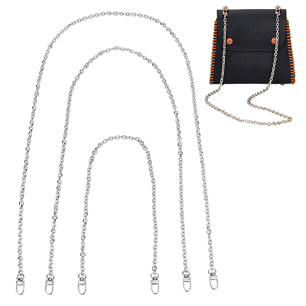 

PandaHall WADORN 3Pcs 3 Style Iron Cable Chain Bag Shoulder Straps, with Alloy Swivel Clasp, for Bag Replacement Accessories, Platinum...