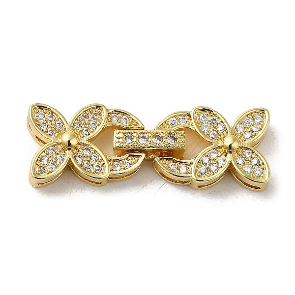 

PandaHall Rack Plating Brass Micro Pave Clear Cubic Zirconia Fold Over Clasps, Cadmium Free & Lead Free, Long-Lasting Plated, Flower, Golden...