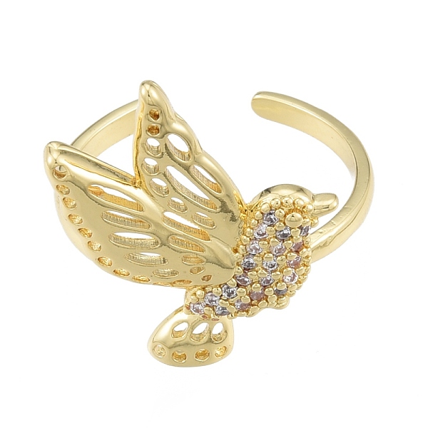 

PandaHall Clear Cubic Zirconia Bird Open Cuff Ring, Brass Jewelry for Women, Real 18K Gold Plated, US Size 8 3/4(18.7mm) Brass+Cubic...