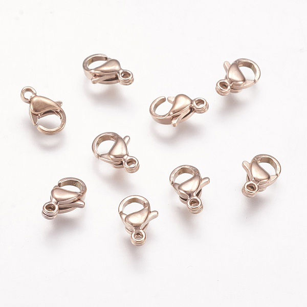 

PandaHall Ion Plating(IP) 304 Stainless Steel Lobster Claw Clasps, Parrot Trigger Clasps Jewelry Making Findings, Rose Gold, 9x6x3mm 304...