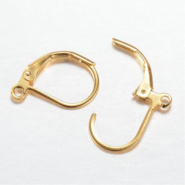 

PandaHall 304 Stainless Steel Leverback Earring Findings, with Loop, Golden, 16x10mm, Hole: 1.5mm, Pin: 0.8x1mm 304 Stainless Steel
