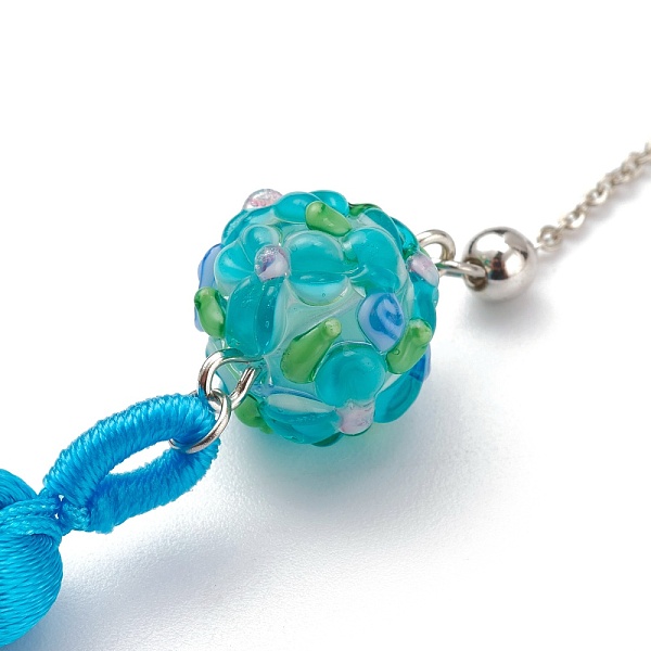 

PandaHall Metal Bookmark Gift with Polyester Tassel Big Pendant Decorations, Handmade Bumpy Lampwork & Brass Beads, for Book Lovers, Writers..., Cyan