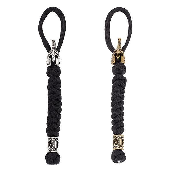 

PandaHall DELORIGIN 2Pcs 2 Colors Handmade Spartan Nylon Parachute Cord for Men, with Alloy Knife Beads Lanyards for EDC Accessories, Mixed...