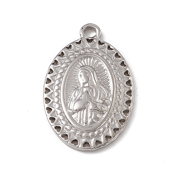 

PandaHall 304 Stainless Steel Pendants, Oval with Virgin Mary Charm, Stainless Steel Color, 20.5x13x2mm, Hole: 2mm 304 Stainless Steel Oval