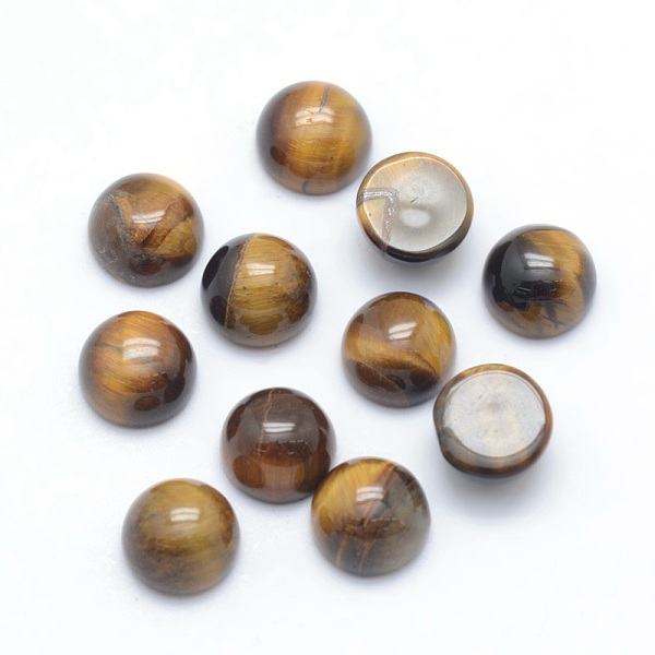 

PandaHall Natural Tiger Eye Cabochons, Half Round, 6x3~3.5mm Tiger Eye Half Round