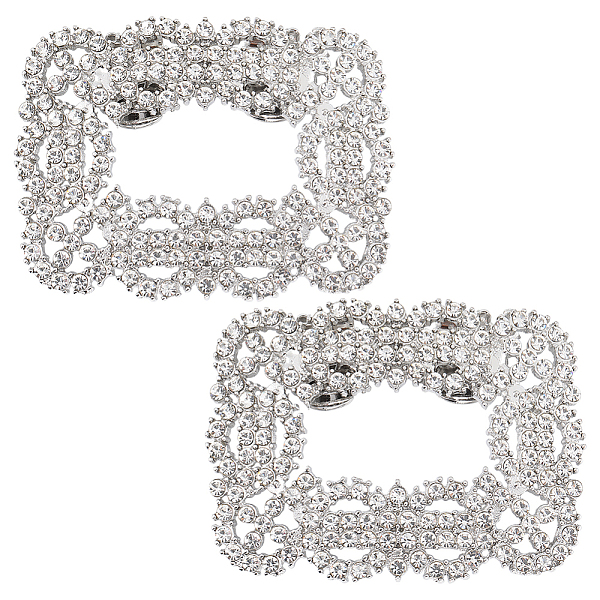 

PandaHall Gorgecraft Alloy Rhinestone Shoe Decoration, Detachable Shoe Buckle Clip, Rectangle, Platinum, 41.5x55.5x7mm Alloy+Rhinestone..., Clear