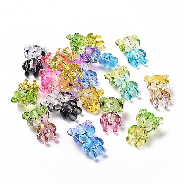 pandahall two tone transparent acrylic beads, girl, mixed color, 34x23.5x15.5mm, hole: 3mm acrylic human multicolor