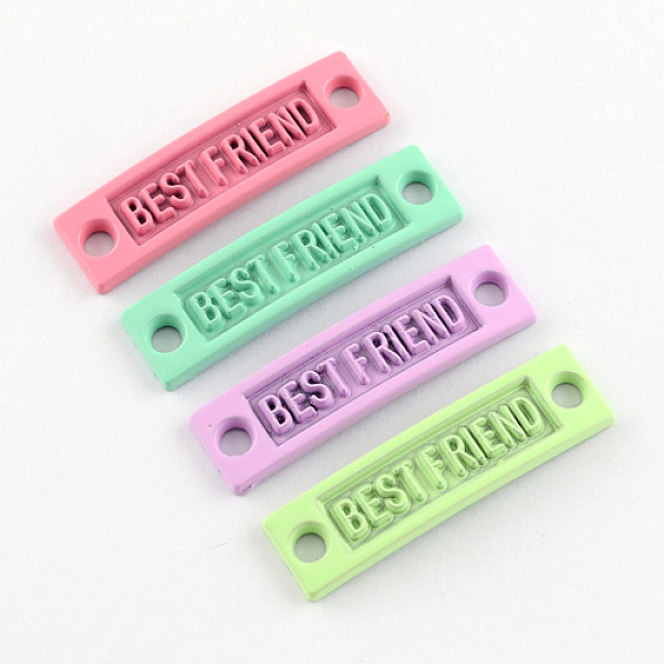 

PandaHall Personalized Connector for Bracelet Design, Spray Painted Alloy Links connectors, Cadmium Free & Lead Free, Rectangle with Word..., Multicolor