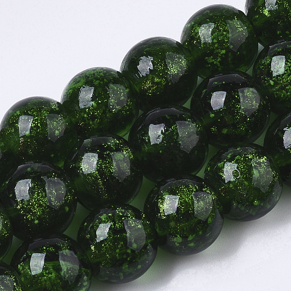 

PandaHall Handmade Gold Sand Lampwork Beads Strands, Round, Green, 11.5~12.5x11~12mm, Hole: 1mm, about 45pcs/Strand, 19.69 inch Lampwork...