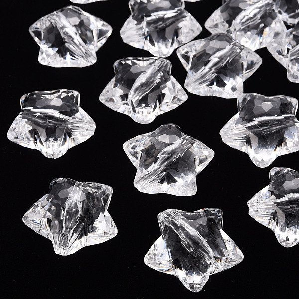 

PandaHall Transparent Acrylic Beads, Faceted, Star, Clear, 27.5x29.5x17.5mm, Hole: 3mm, about 80pcs/500g Acrylic Star Clear