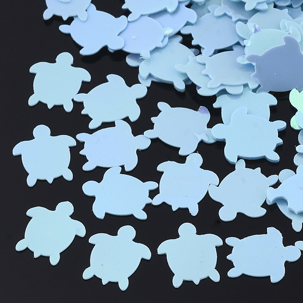 

PandaHall Ornament Accessories, PVC Plastic Paillette/Sequins Beads, Tortoise, Sky Blue, 8x7x0.3mm, about 25000pcs/500g PVC Tortoise Blue