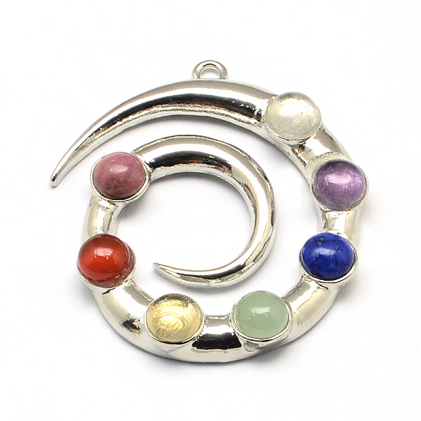 

PandaHall Vortex Chakra Alloy Gemstone Big Pendants, Platinum, 57x51x8mm, Hole: 3mm Mixed Stone Others