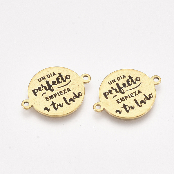 

PandaHall 304 Stainless Steel Quote Links Connectors, with Enamel, Flat Round with Word, Golden, 21.5x16x1mm, Hole: 1.4mm 304 Stainless...