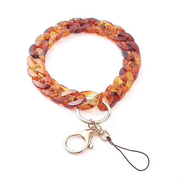 

PandaHall Acrylic Curb Chain Mobile Straps, with Nylon Thread and Alloy Lobster Claw Clasps, Golden, Chocolate, 24cm Acrylic Brown
