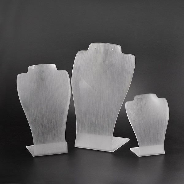 

PandaHall Organic Glass Necklace Display Busts Sets, White, 16.3~29x11.5~17.5x6~10cm Organic Glass White