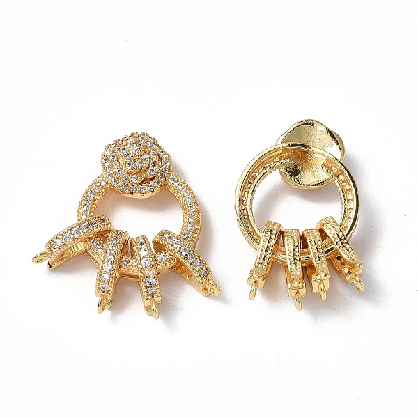 

PandaHall Brass Micro Pave Clear Cubic Zirconia Fold Over Clasps, Multi Clasp Findings, Ring, Real 18K Gold Plated, Ring: 22x18x8mm, Clasp...