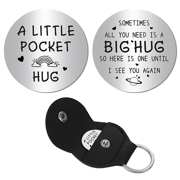 

PandaHall CREATCABIN Pocket Hug Token Long Distance Relationship Keepsake Keychain Making Kit, Including PU Leather Holder Case Keychain...