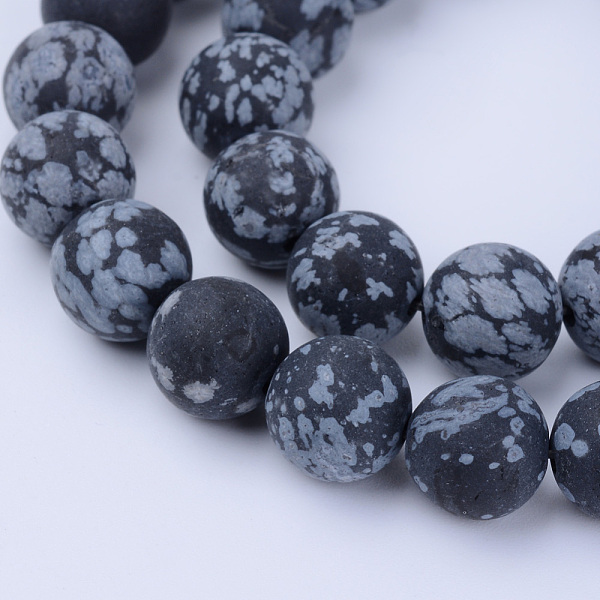 

PandaHall Natural Snowflake Obsidian Beads Strands, Frosted, Round, 8~8.5mm, Hole: 1mm, about 45pcs/strand, 14.5 inch inch Snowflake...
