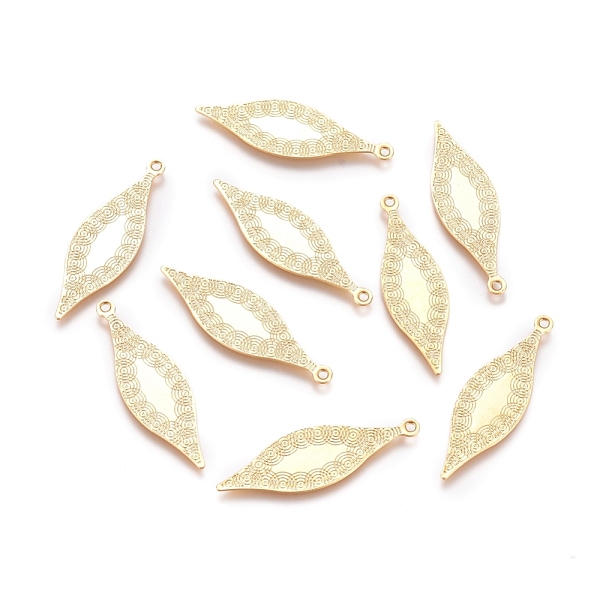 

PandaHall 304 Stainless Steel Pendants, Laser Cut, Leaf, Golden, 27.4x8.5x0.5mm, Hole: 1mm 304 Stainless Steel Leaf