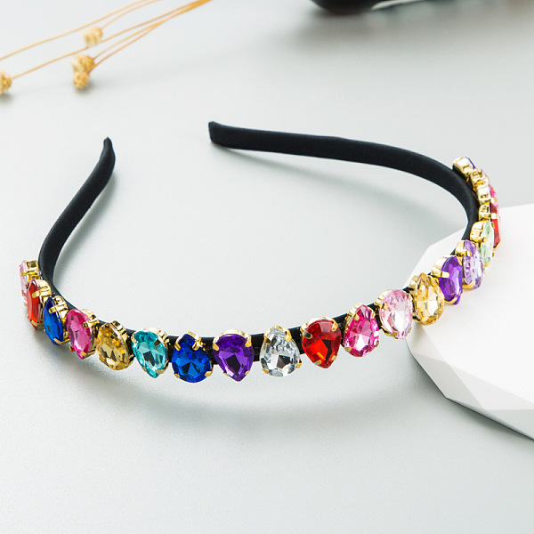 

PandaHall Glass Rhinestone Hair Bands, Lint Hair Accessories for Women Girls, Colorful, 140x115x7mm Iron Multicolor