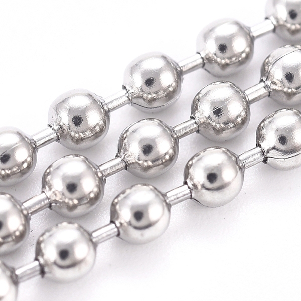 

PandaHall 3.28 Feet 304 Stainless Steel Ball Chains, Stainless Steel Color, 2.5mm 304 Stainless Steel