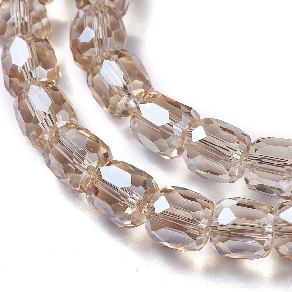 

PandaHall Electroplate Glass Beads, Pearl Luster Plated, Faceted Barrel, Tan, 8x8mm, Hole: 1mm Glass Barrel Orange