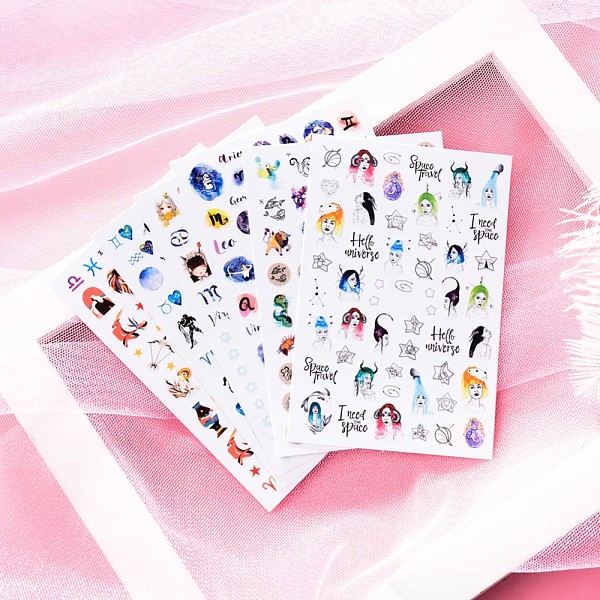 

PandaHall Nail Decals Stickers, Self-Adhesive Constellation Nail Design Art, for Nail Toenails Tips Decorations, Mixed Patterns, 96x64mm...
