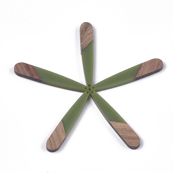 

PandaHall Resin & Walnut Wood Pendants, Teardrop, Dark Olive Green, 44x7.5x3mm, Hole: 1.2mm Resin+Wood Teardrop Green