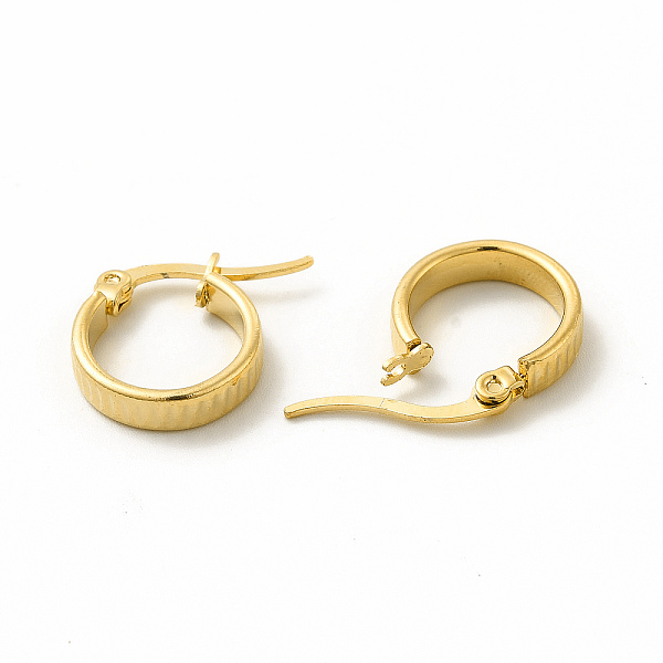 

PandaHall 201 Stainless Steel Grooved Hoop Earrings with 304 Stainless Steel Pin for Women, Golden, 26x28x2mm, Pin: 0.6x1mm 201 Stainless...
